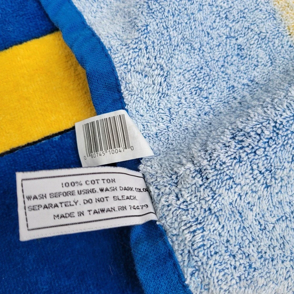 Vintage UCLA Bruins Beach Towel Blue Yellow Joe Bruin Mascot 100% Cotton 28x56‎